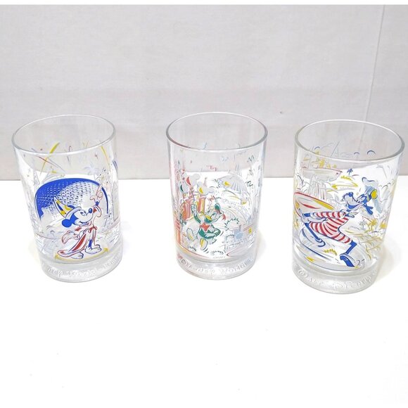 Walt Disney World Remember The Magic 25th Anniversary McDonalds Glasses Set of 3 - Picture 1 of 11